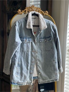Stoosh NWT White Sherpa-Lined Denim Jacket